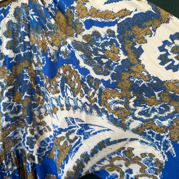 Free People Say You Love Me Mini Dress XS Boho Blue Paisley Fall Festival Flowy - Picture 3 of 8